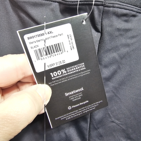 NWT Smartwool Men's Merino Sport Fleece Pants Black Size XXL Zip Pockets. - Picture 11 of 15